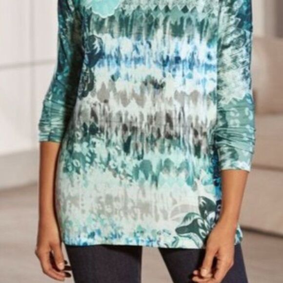 Soft Surroundings Shirt Top Tunic Flower Tie Dye - Picture 2 of 14